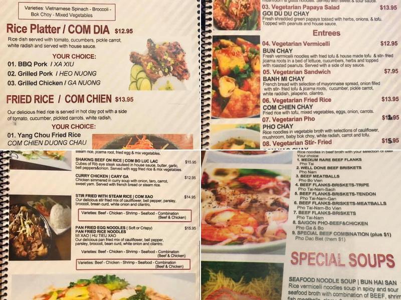 Saigon Phở & Cafe Menu