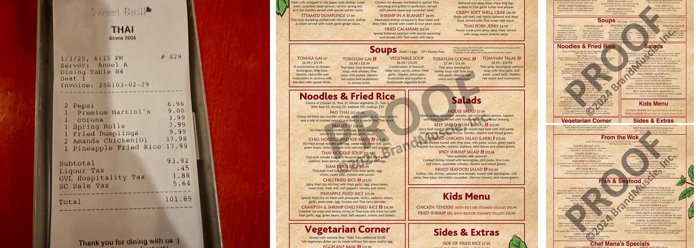 Sweet Basil Thai Cuisine Menu