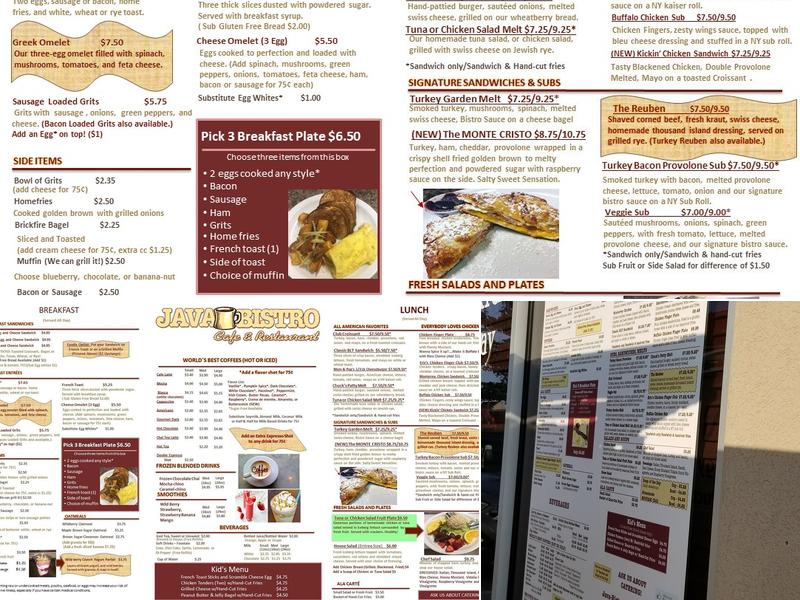 Java Bistro Menu