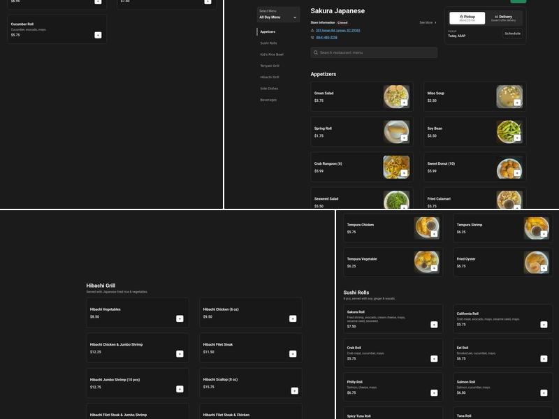 Sakura Japanese Restaurant Menu