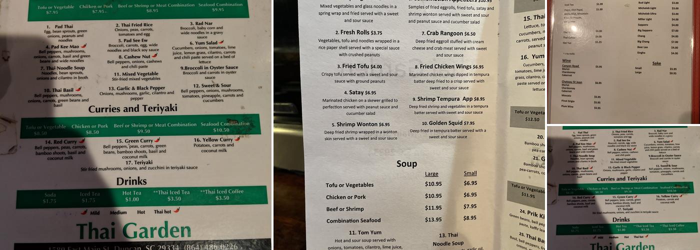 Thai Garden Menu