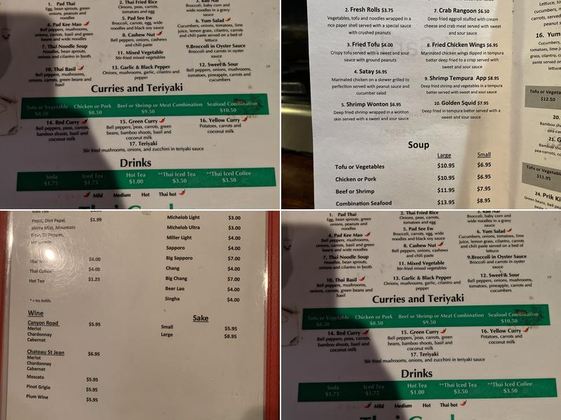 Thai Garden Menu
