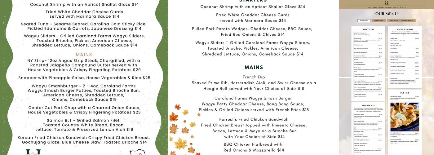 The Hare and Hound Menu