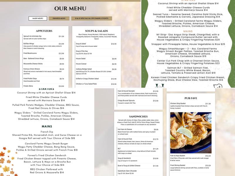 The Hare and Hound Menu