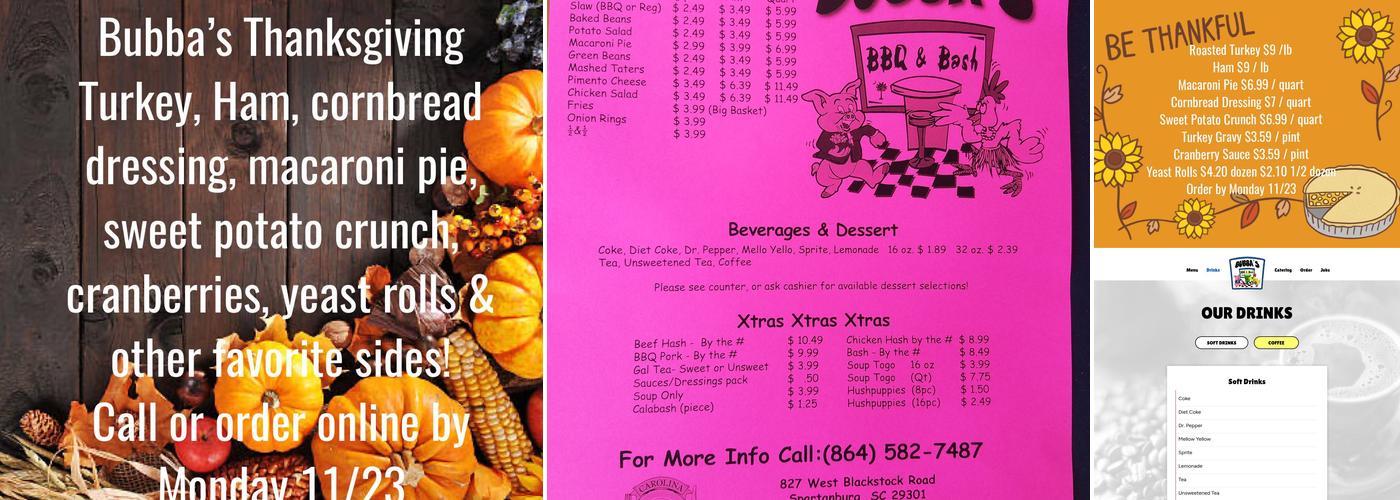 Bubbas BBQ Bash Menu