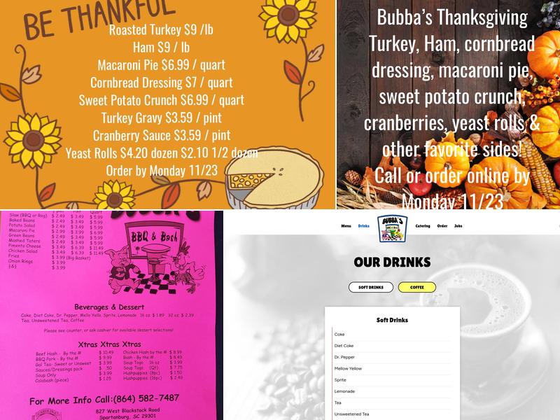 Bubbas BBQ Bash Menu