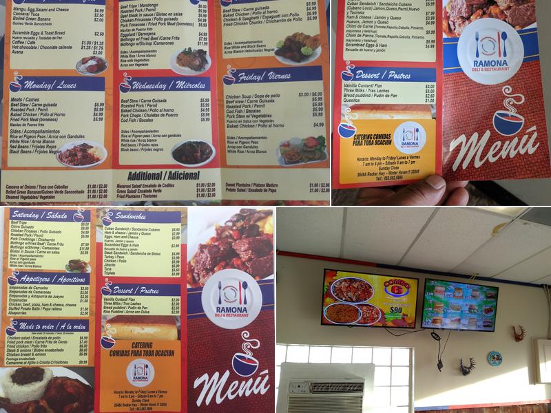 Ramona Deli y Restaurant Menu