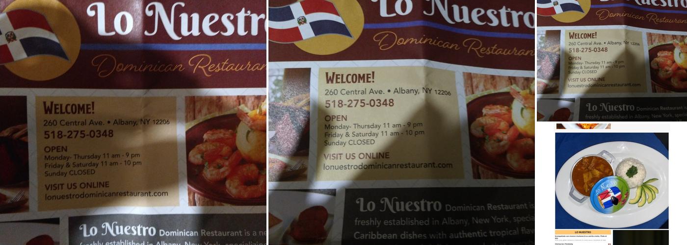 Lo Nuestro Dominican Restaurant Menu