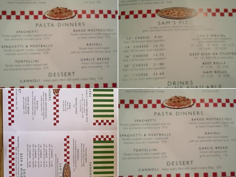 Sam's Pizza Menu