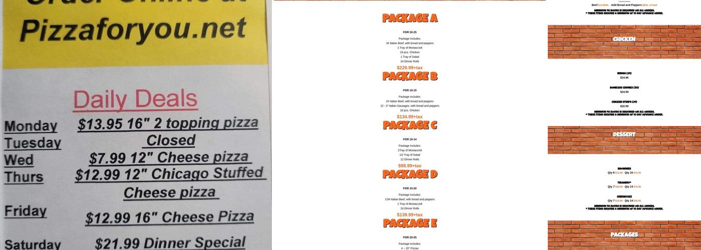 Pizza For U Menu