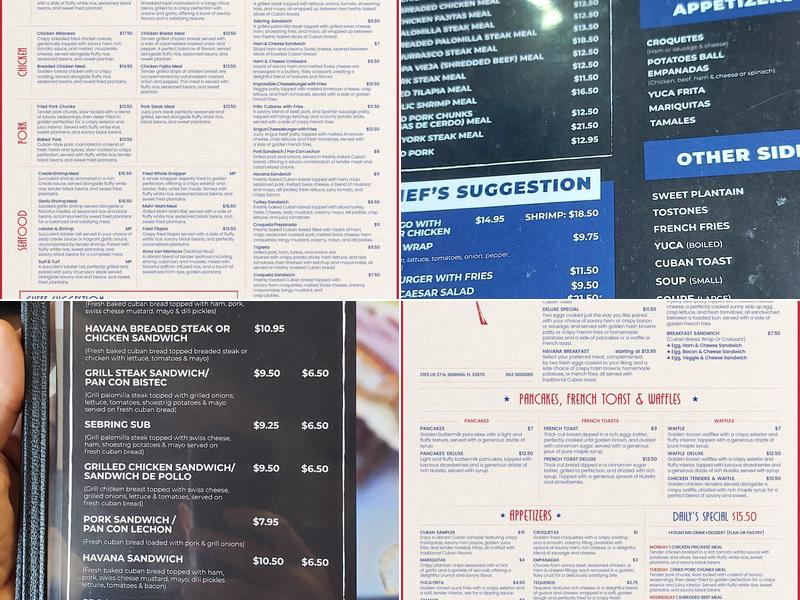 Havana Restaurant & Bakery Corp Menu