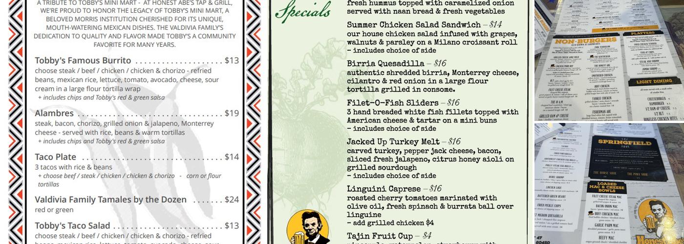 Honest Abe's Tap & Grill Menu