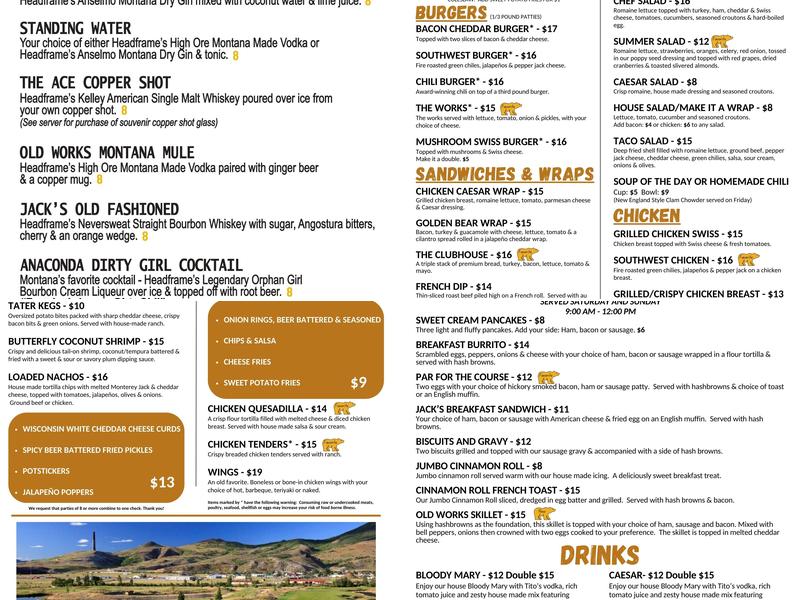 Jack's Grille @ Old Works Menu