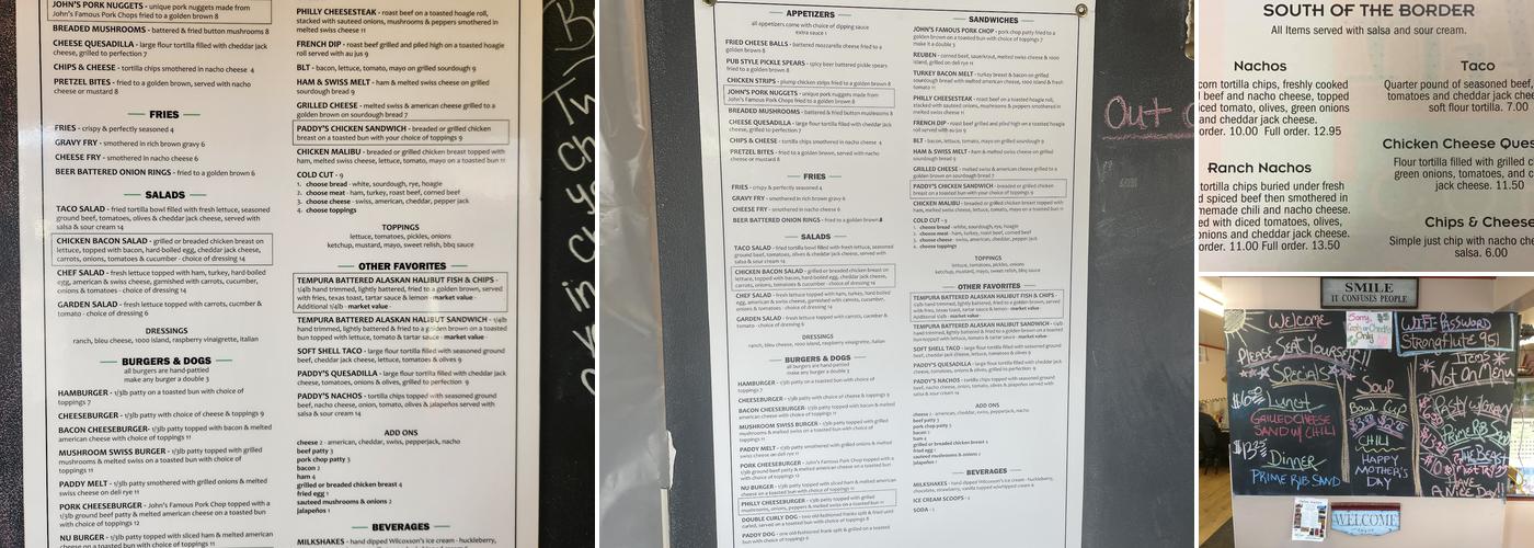 Peppermint Paddy’s Menu