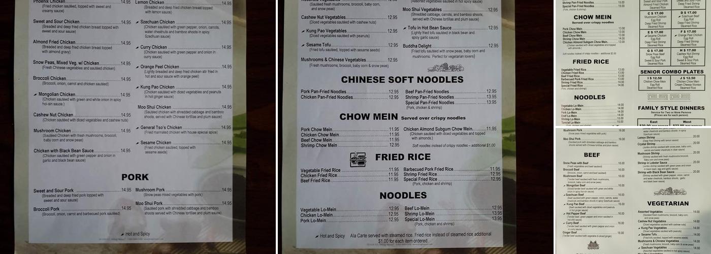 May Palace Chinese Menu