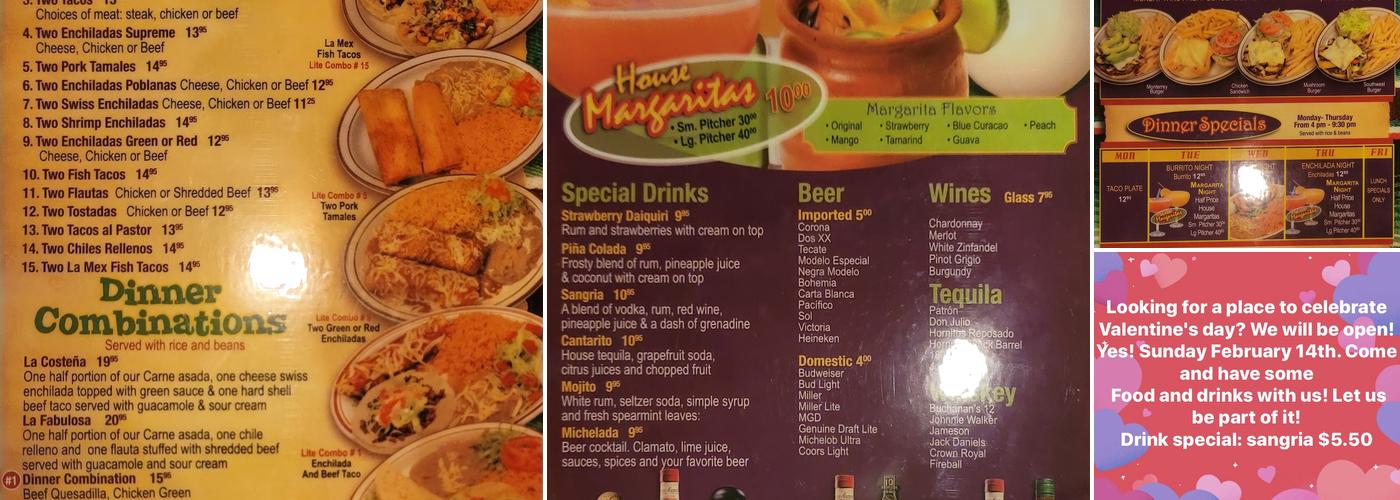 La Mex Fine Mexican Cuisine Menu