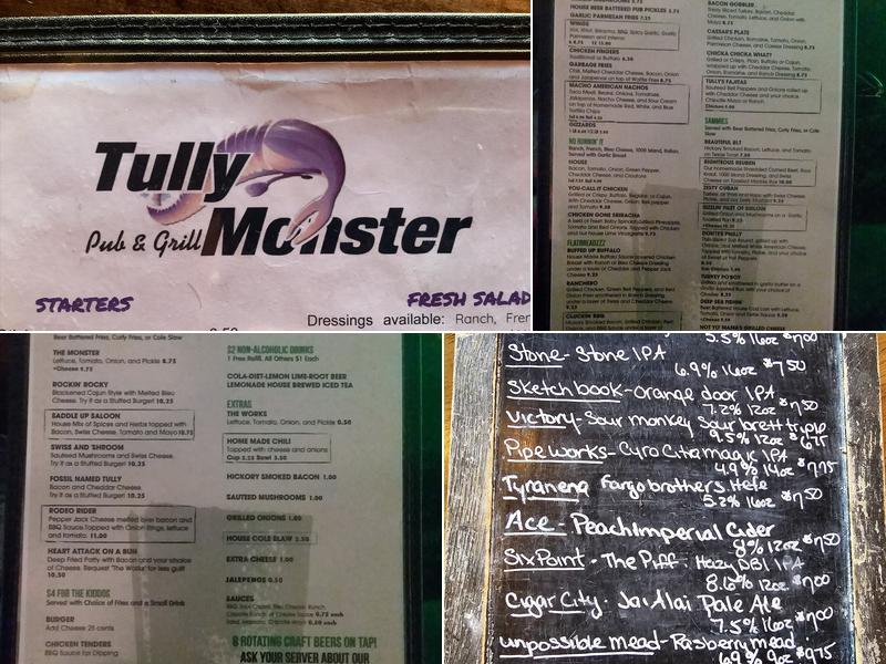 Tully Monster Pub & Grill Menu