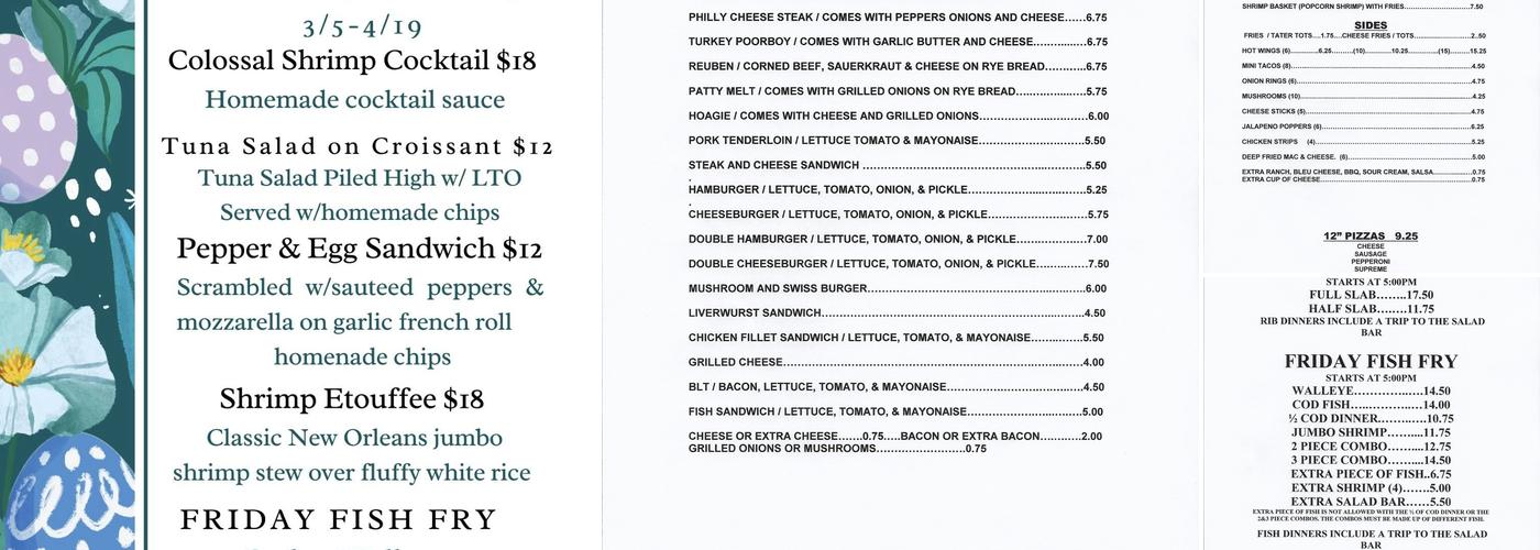 Bum's Bar & Grill Menu