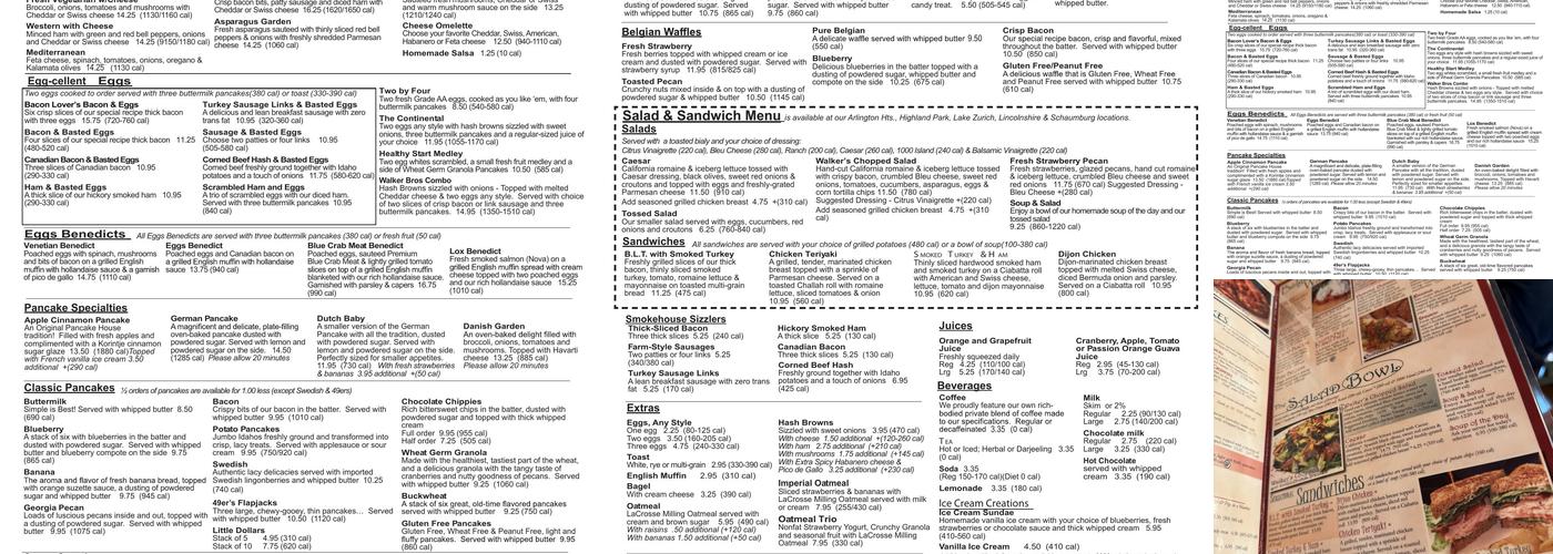 Walker Bros. Original Pancake House Menu