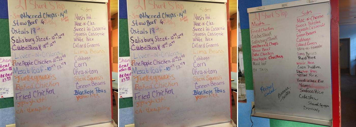 Twenty One Short Stop Menu