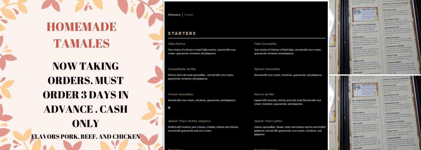 Dos Charros Tex mex Menu