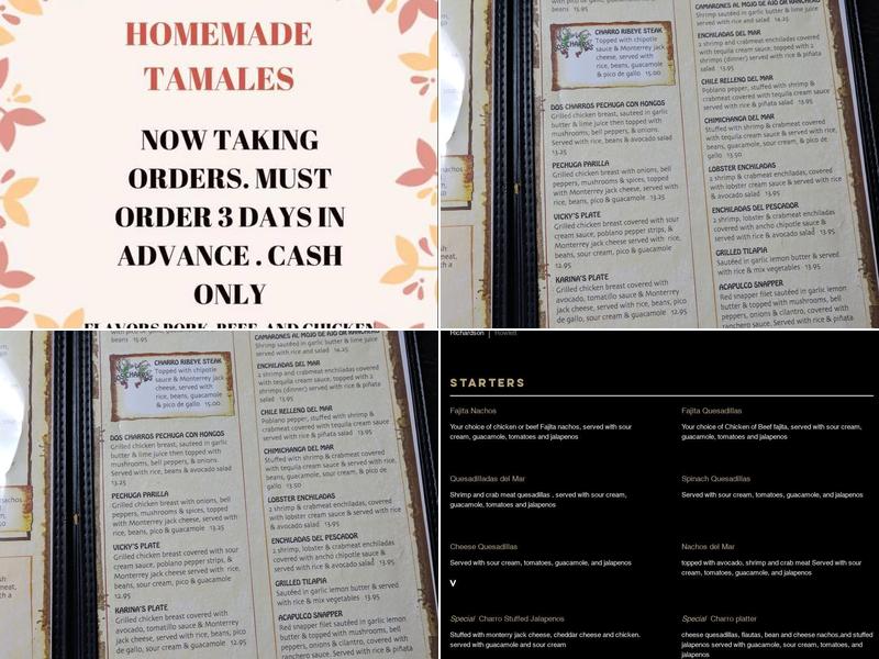 Dos Charros Tex mex Menu