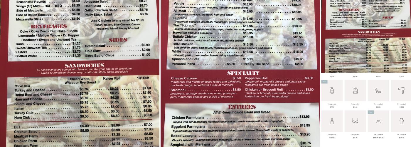 Bella's Pizza & Deli Menu