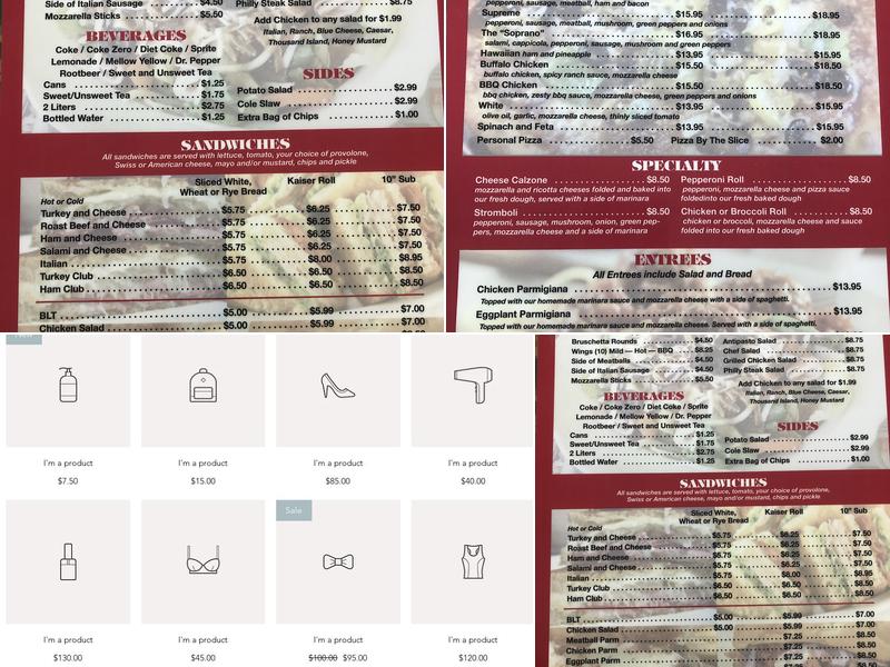 Bella's Pizza & Deli Menu