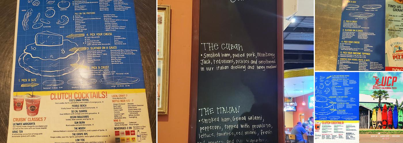 Ultimate California Pizza Menu