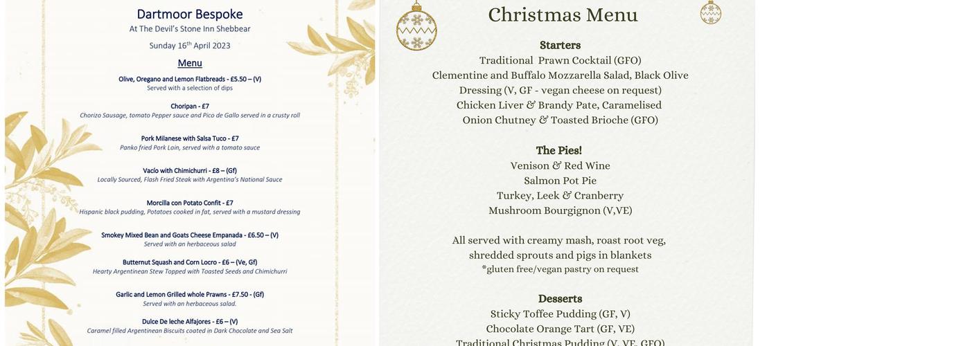 The Devil's Stone Inn Menu