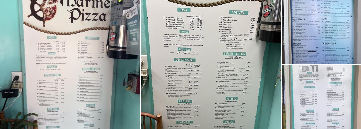 Mariner Pizza Menu