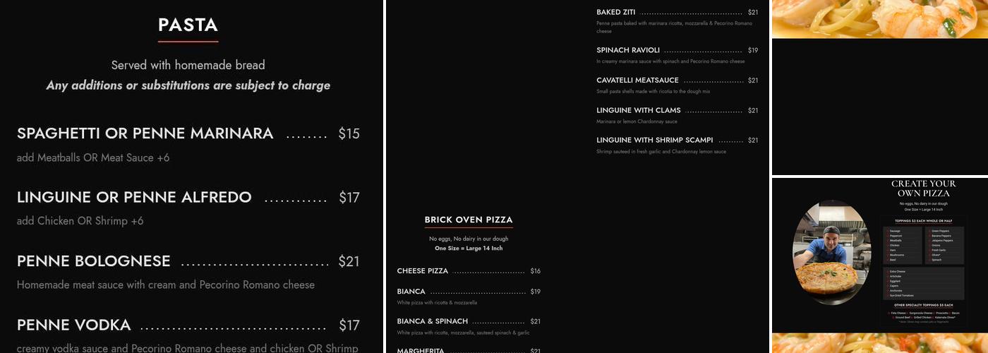 Vicini's Italian Restaurant And Pizzeria Menu