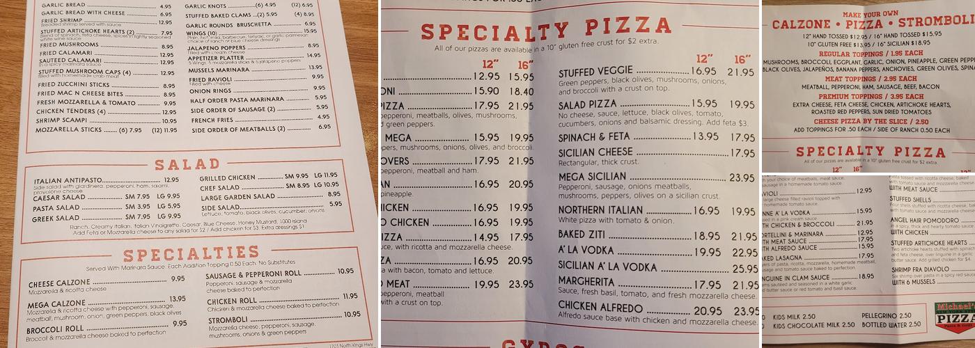 Michael's Pizza, Pasta and Grill Menu