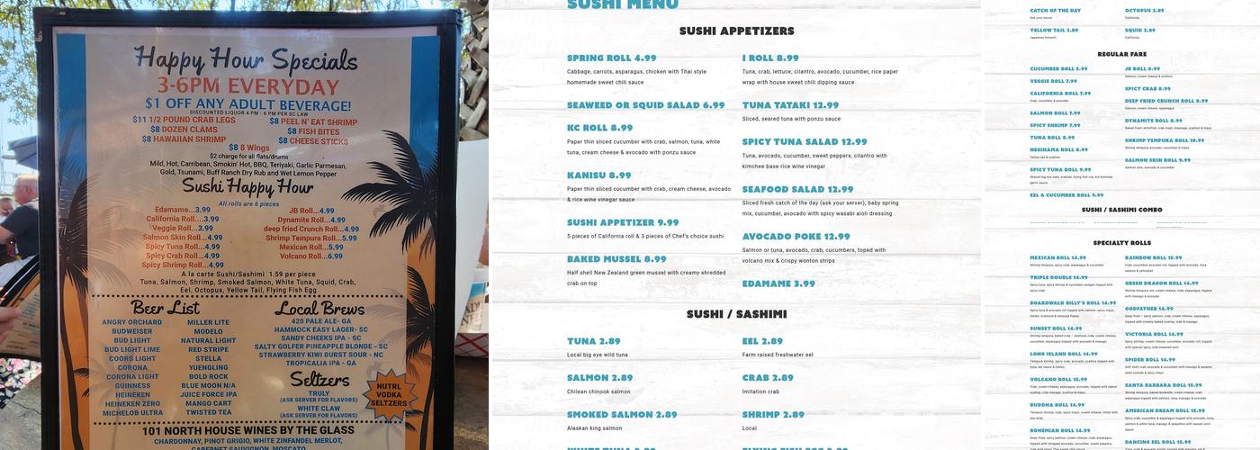 Boardwalk Billys Menu
