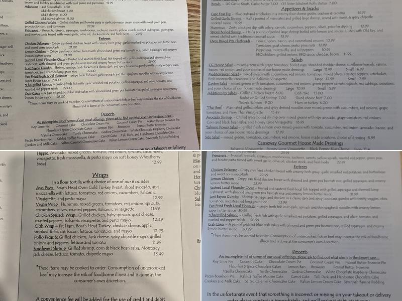 Causeway Gourmet Menu