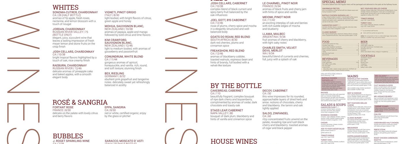 Arrowhead Restaurant & Bar Menu