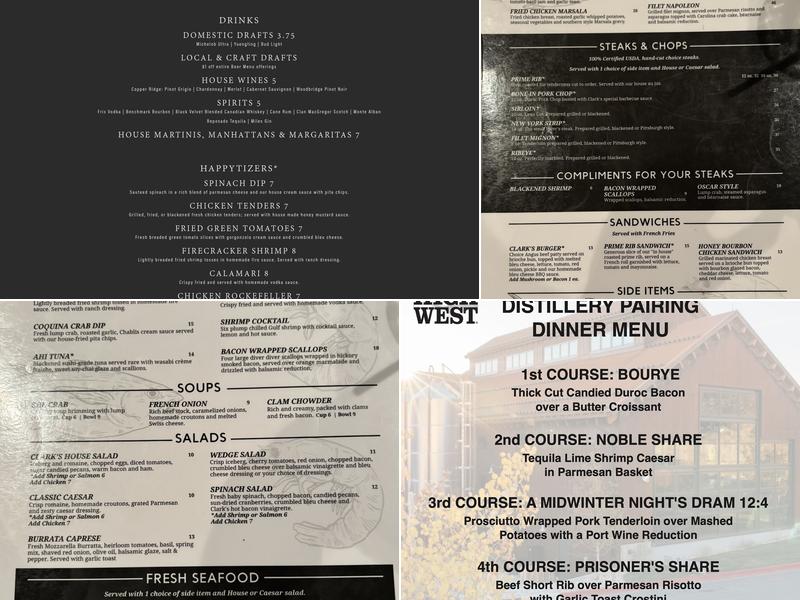 Clark's Seafood and Chop House Menu