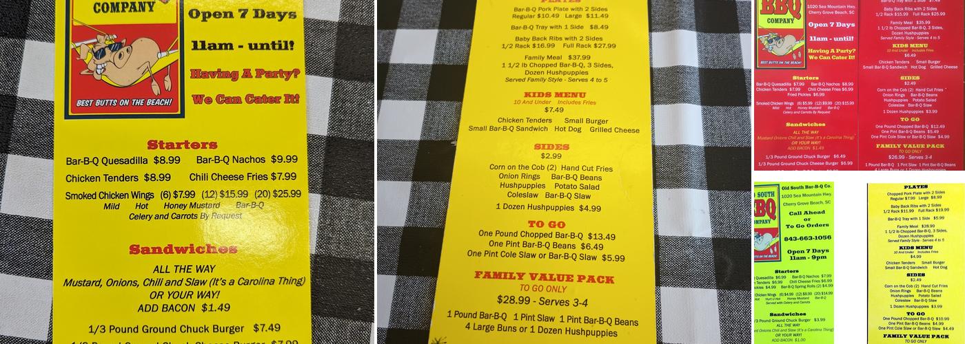 Old South BBQ Menu