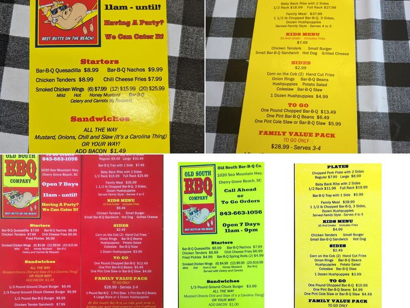 Old South BBQ Menu