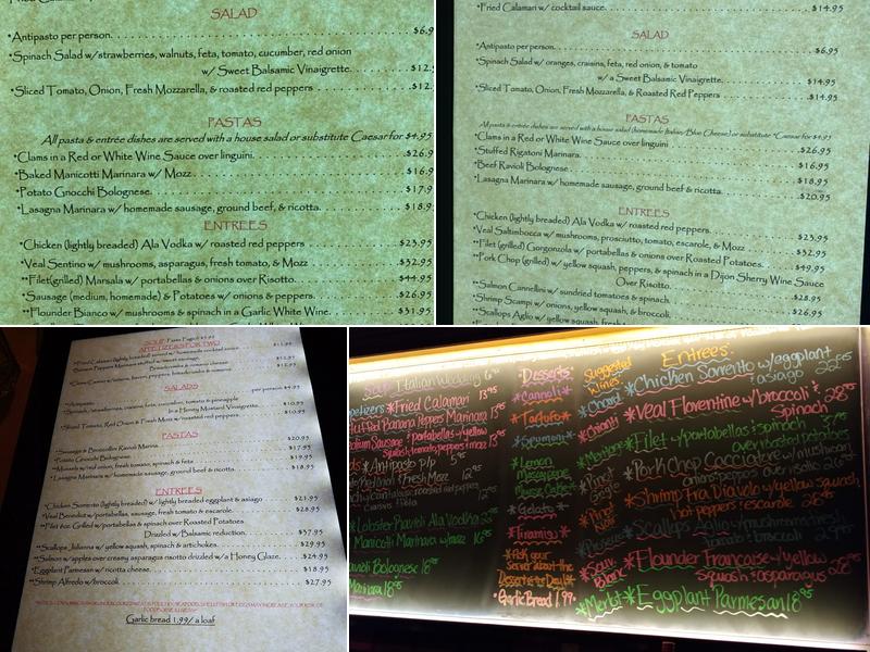 Benny's Trattoria Menu