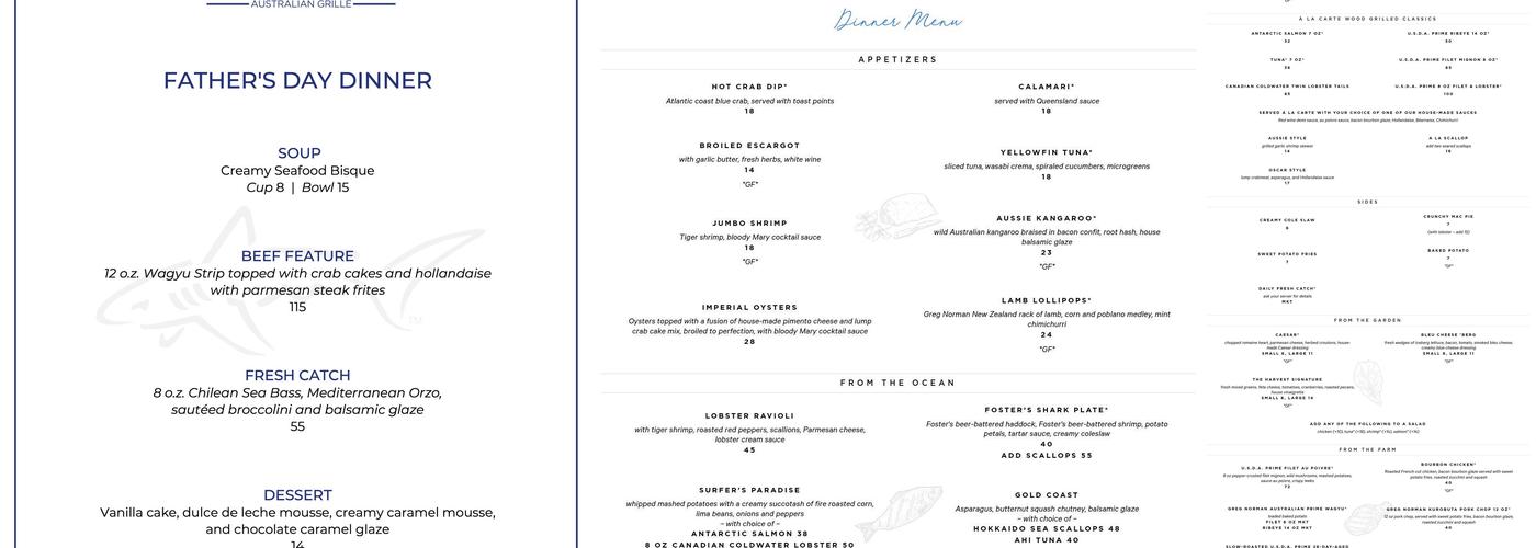 Greg Norman Australian Grille Menu