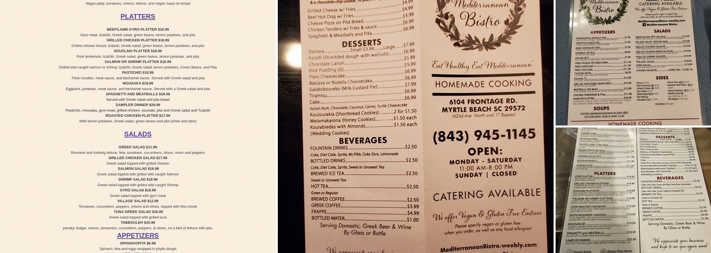 Mediterranean Bistro Menu