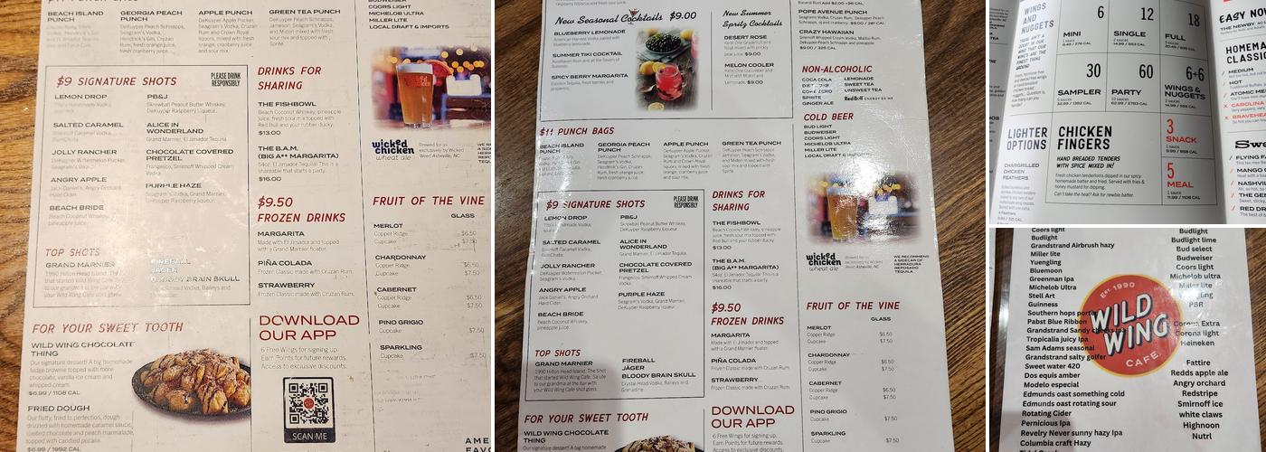 Wild Wing Cafe Menu