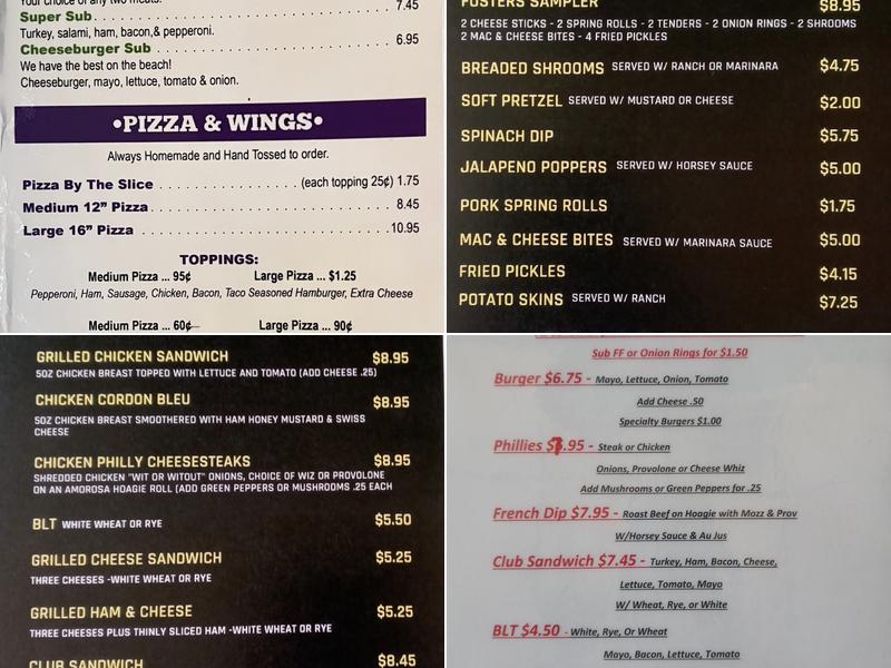 Foster's Cafe & Bar Menu