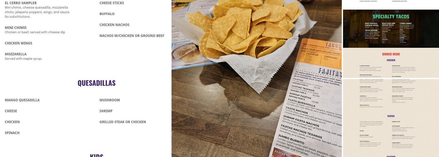 El Cerro Mexican Bar & Grill Menu