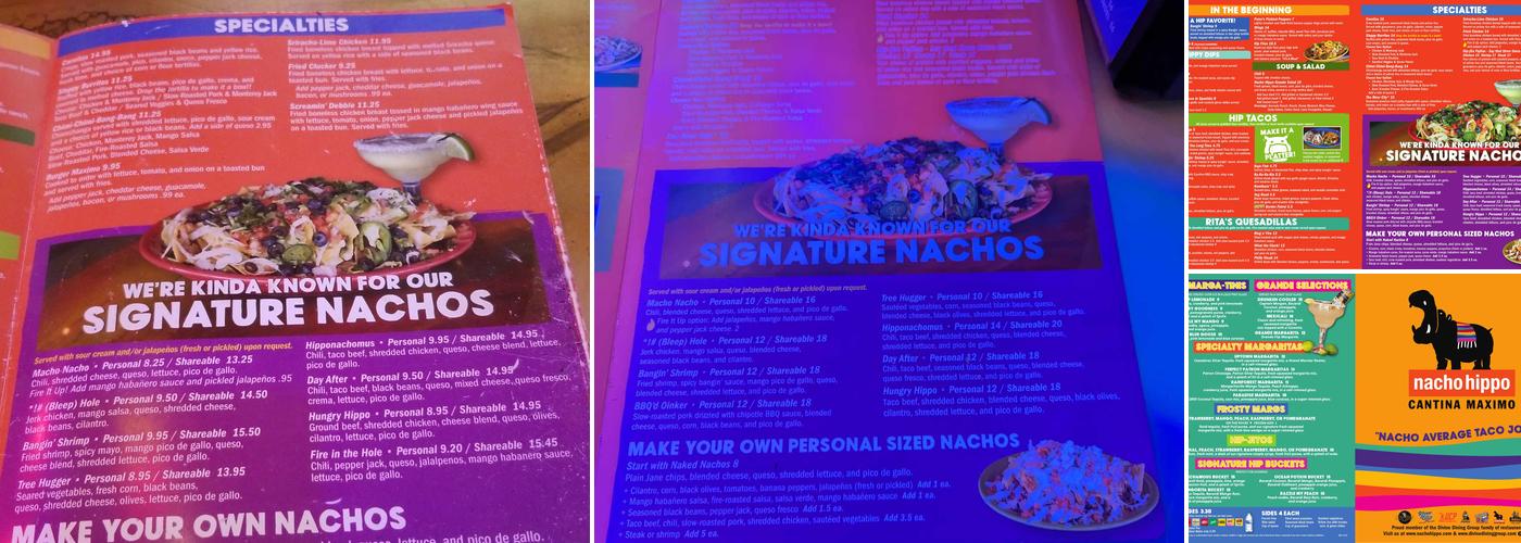 Nacho Hippo Menu