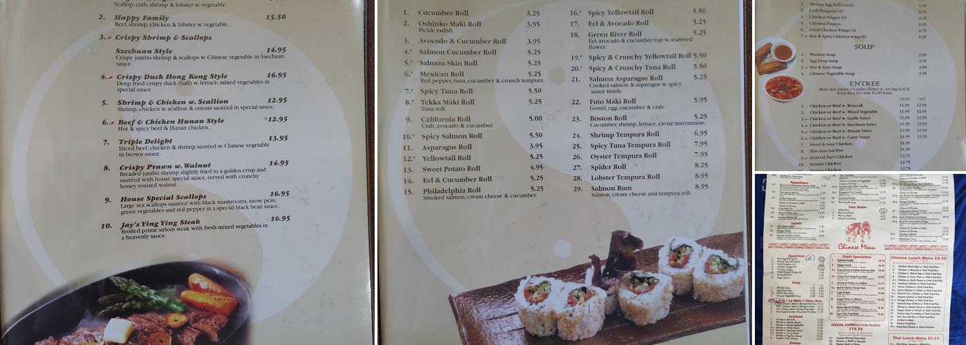 Jay's Asian Fusion Menu