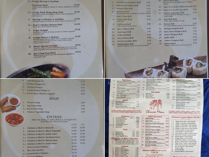 Jay's Asian Fusion Menu