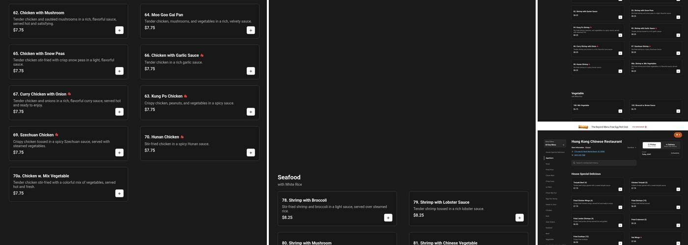 Hong Kong Chinese Restaurant Menu