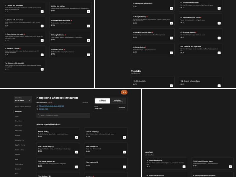 Hong Kong Chinese Restaurant Menu